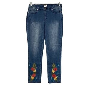 𝅺monroe & Main embellished straight leg medium wash jeans size 8